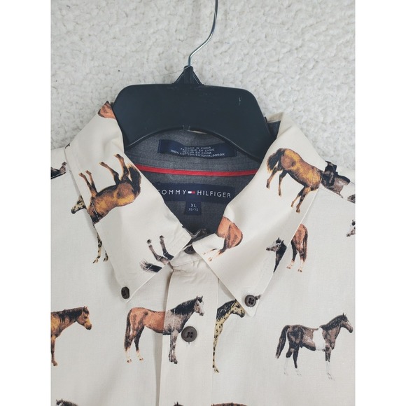Vtg Y2K Davey Jones Tommy Hilfiger Shirt Mens XL Button LS Horses Equestrian - Picture 8 of 10
